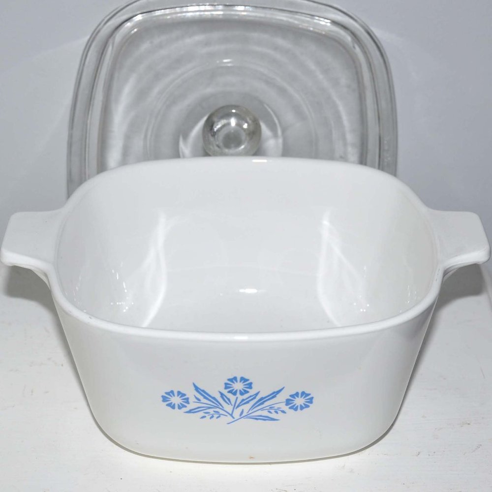 Vintage Corning Ware 1-3/4 Quart Casserole Dish & Pyrex Lid Cornflower Design